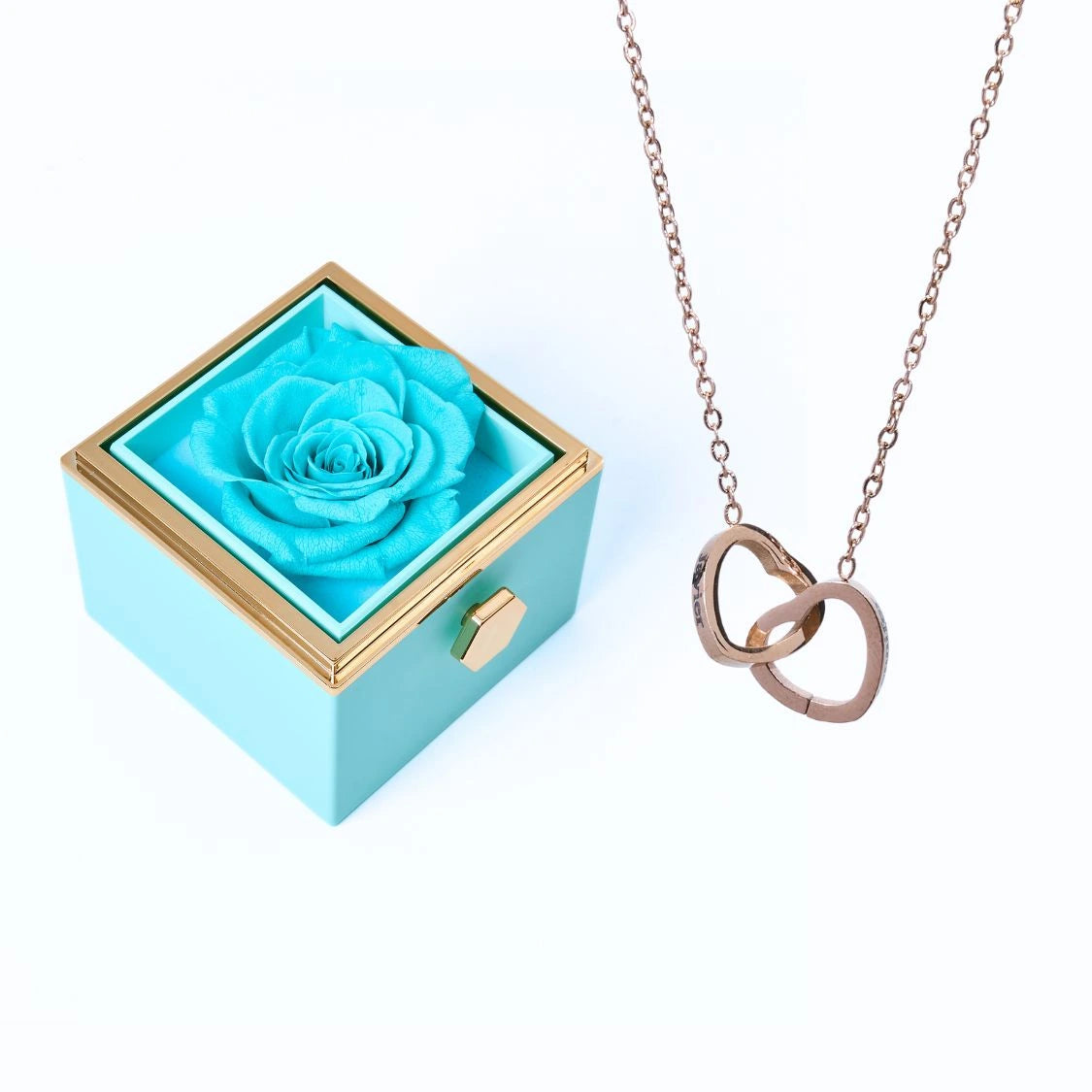 Floraza™ - Colar Dois Corações + Caixa Rotativa de Brinde