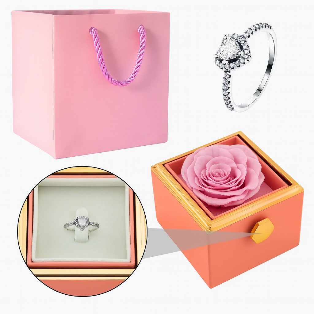 Caixa Rosa Eterna com Anel