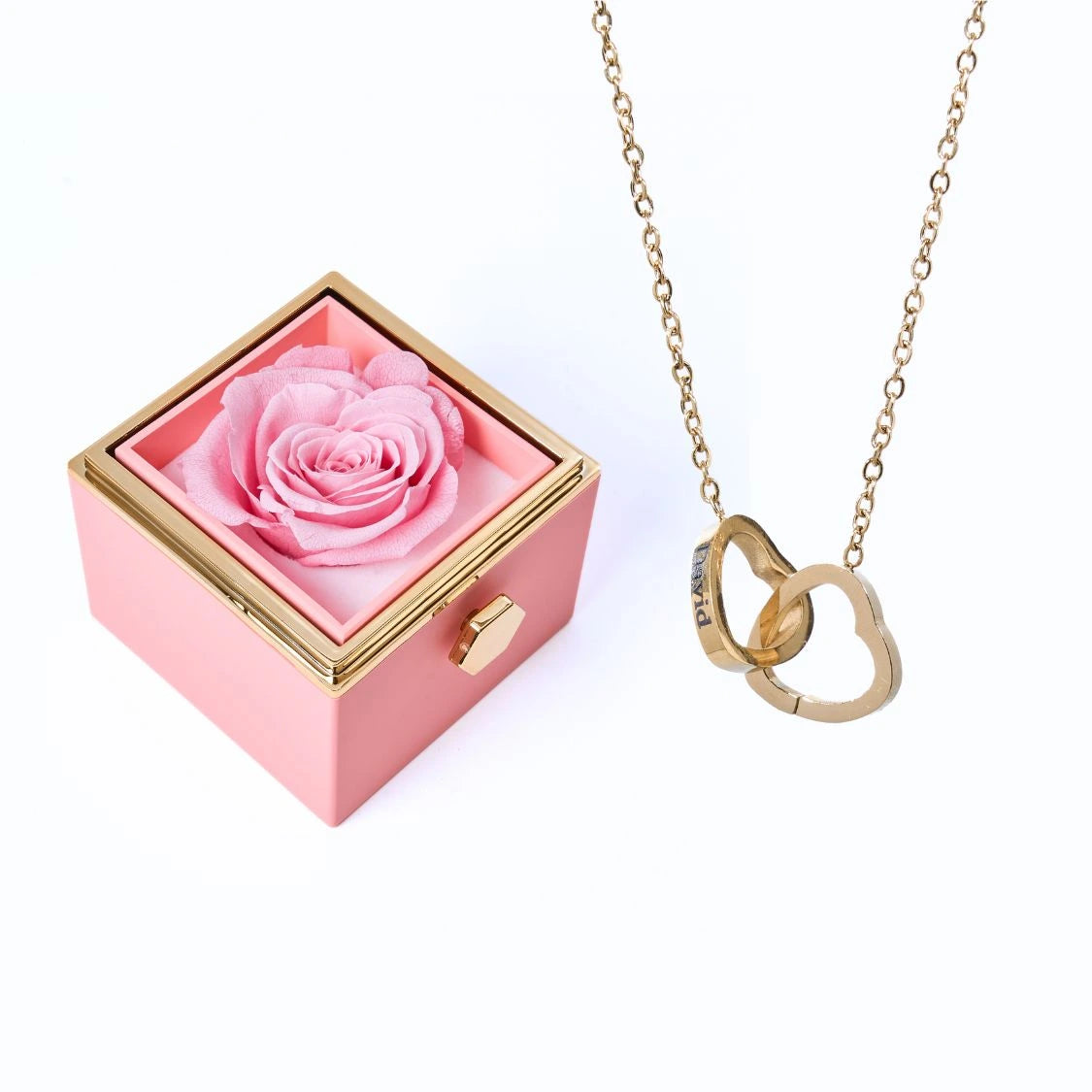 Floraza™ - Colar Dois Corações + Caixa Rotativa de Brinde