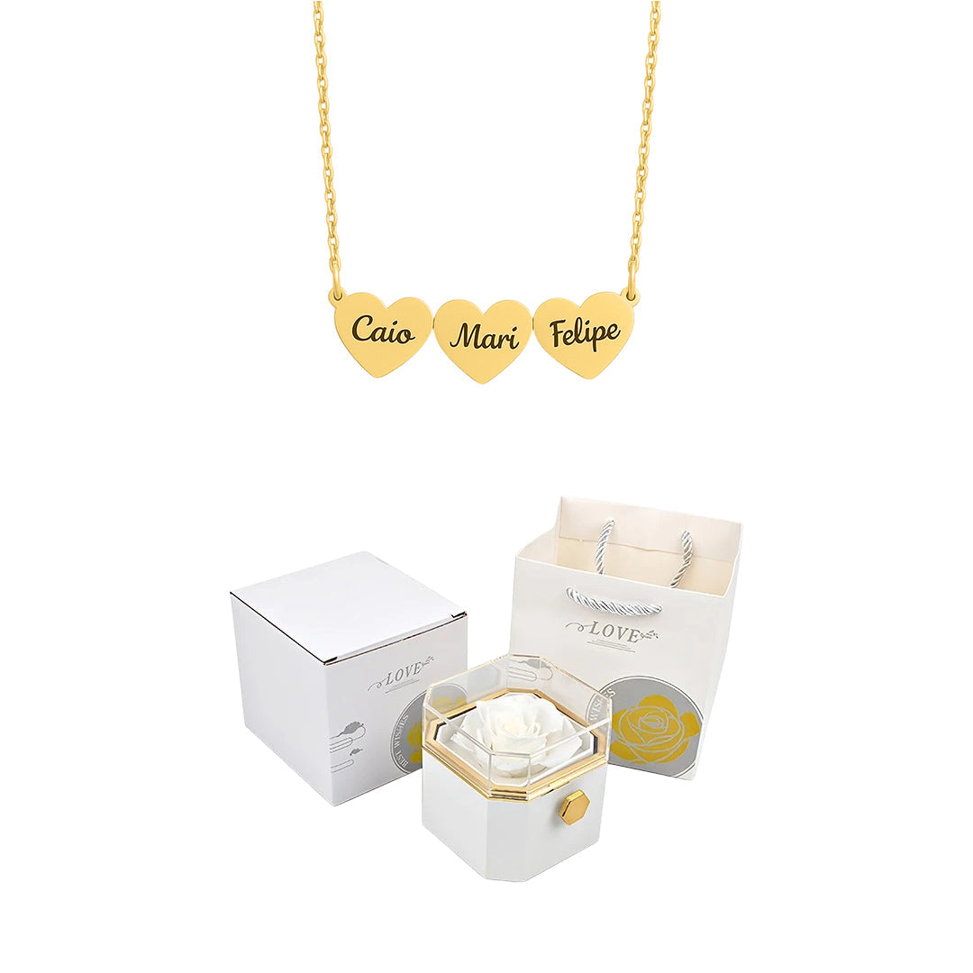 Caixa Rotativa com Rosa Eterna Dia das Mães