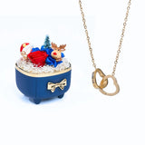 Caixa Azul + Colar Dourado