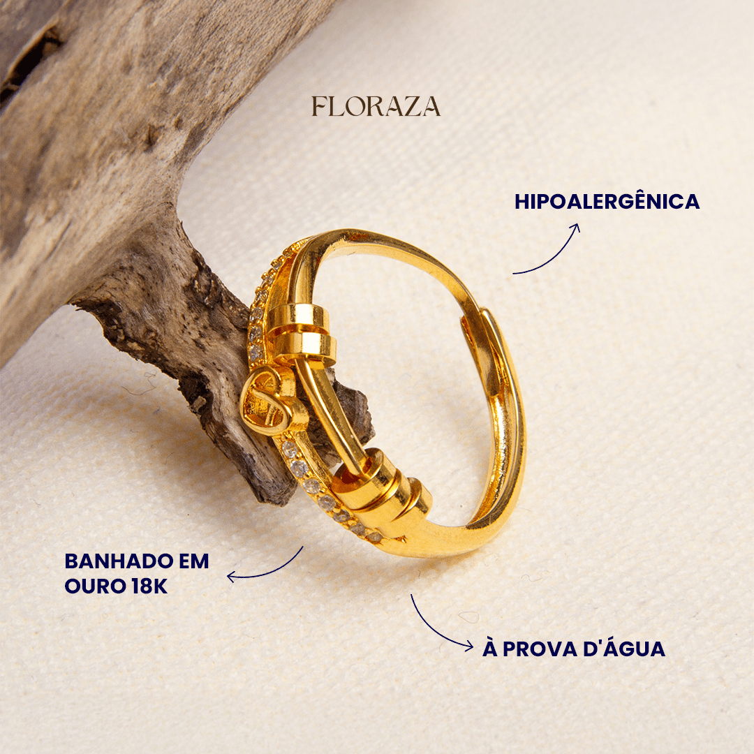 Anel Anti Ansiedade Amor Infinito Banhado a Ouro 18k