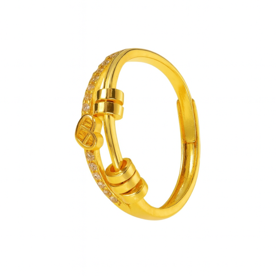 Anel Anti Ansiedade Amor Infinito Banhado a Ouro 18k