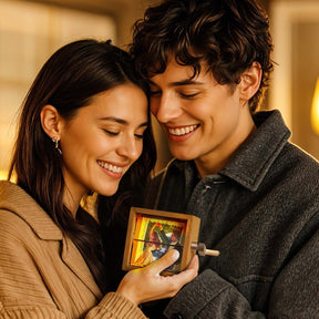 Porta-Retrato Flipbook Personalizado com Luz – Álbum Mecânico de Manivela para Presentes Incríveis de Dia das Mães