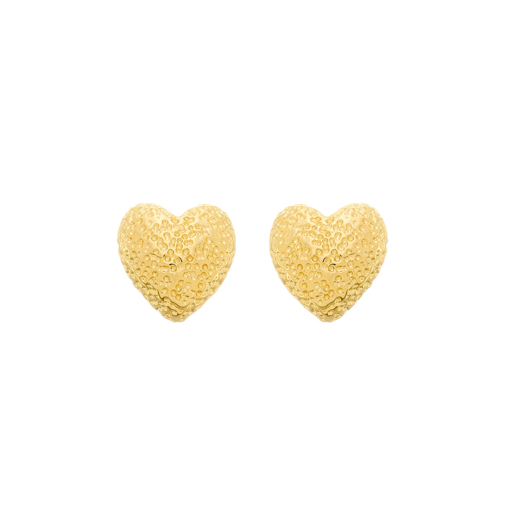 Brinco Dourado de Coração Irregular
