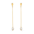 Brinco Dourado de Corrente com Pérola