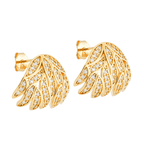 Brinco Dourado de Folhas Cravejado de Zircônias