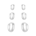 Trio de Argolas Lisas em Prata 925