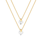 Colar Dourado Duplo de Coração em Cristal