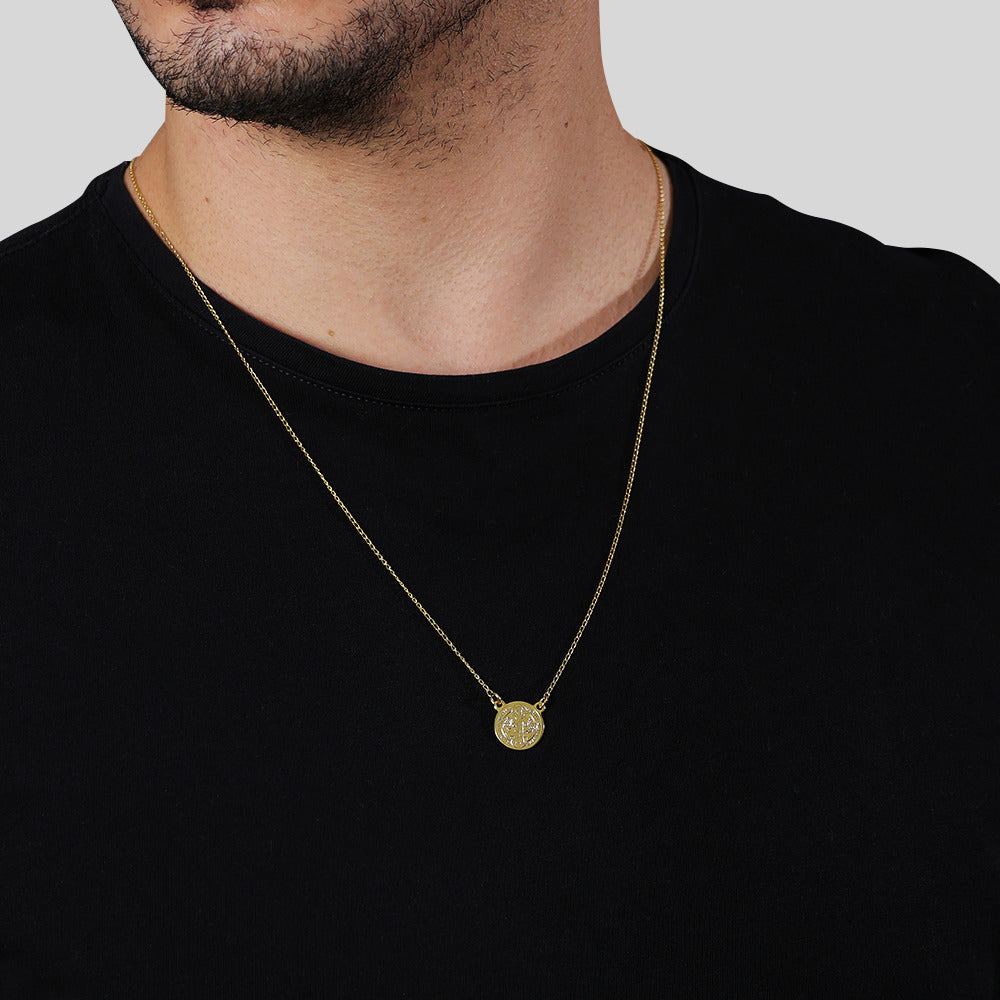 Escapulário Dourado Masculino Redondo São Jorge