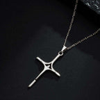 Pingente Prateado Crucifixo Minimalista