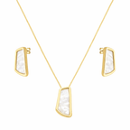 Conjunto Dourado Estilo Orgânico Madrepérola