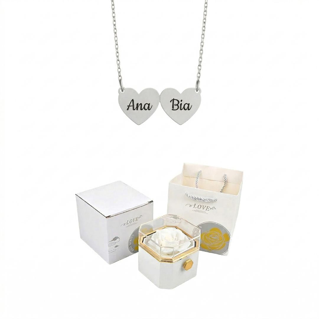 Caixa Rotativa com Rosa Eterna Dia das Mães